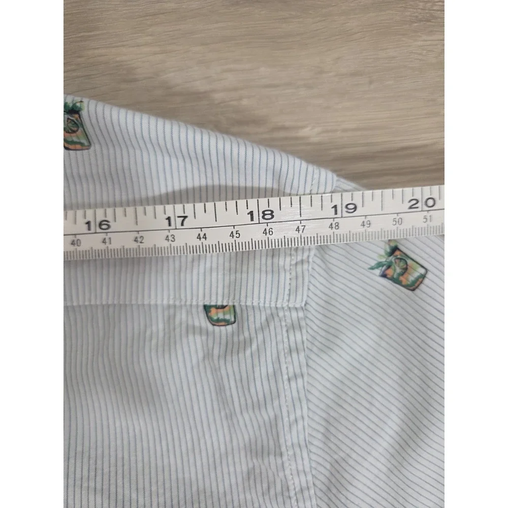 Banana Republic Slim Fit Short sleeve Button Shirt Stripes Succulent Plant L‎